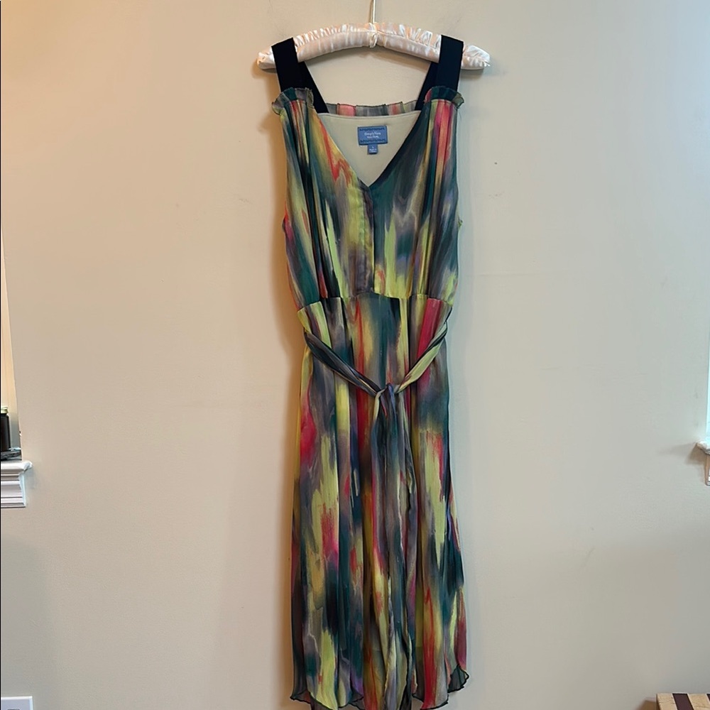 Simply Vera - Vera Wang Midi Dress | Red, Pink & Green-Inspired Chiffon